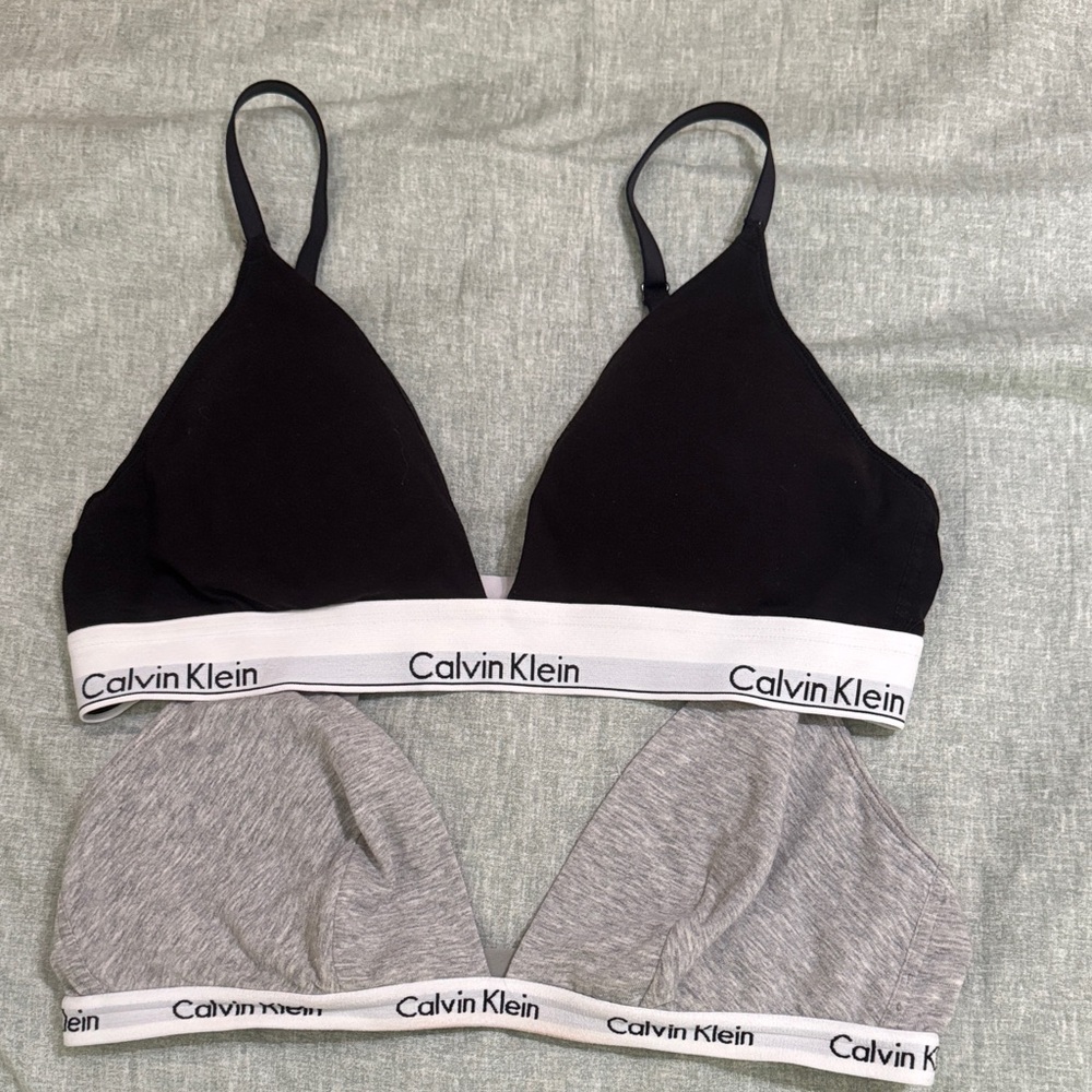 Calvin Klein Black and Gray Bralette Duo